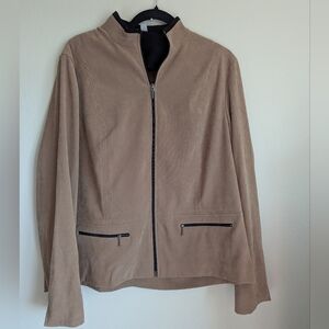 JM Collection Tan Zipper Jacket Size 18